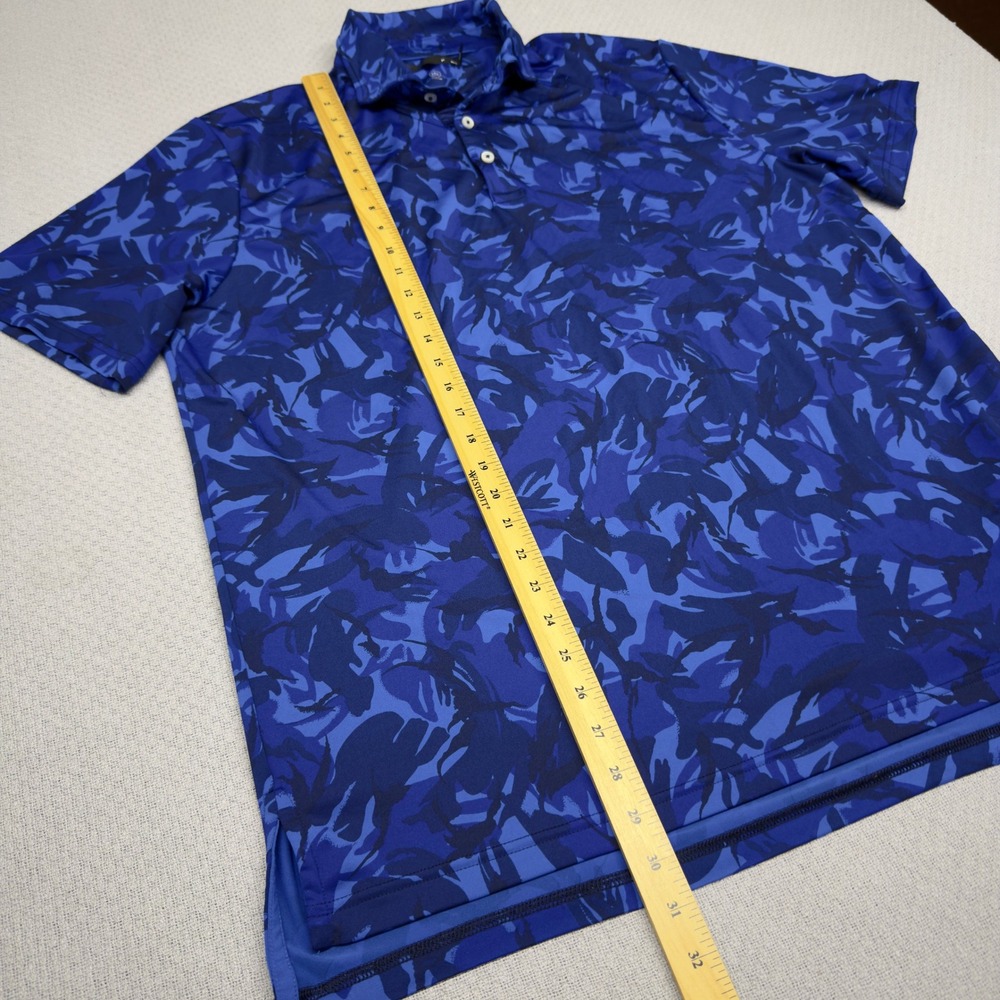 RLX Ralph Lauren Polo Shirt Mens L Blue Camo Performance Golf Stretch Athleisure - Picture 6 of 7